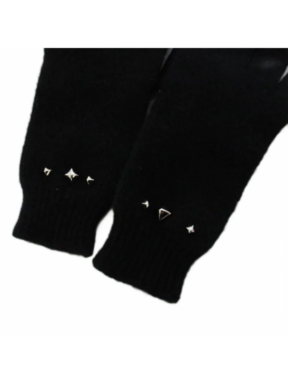Hermes Darling Medall Cashmere Knit Gloves Visual Decoration Black
